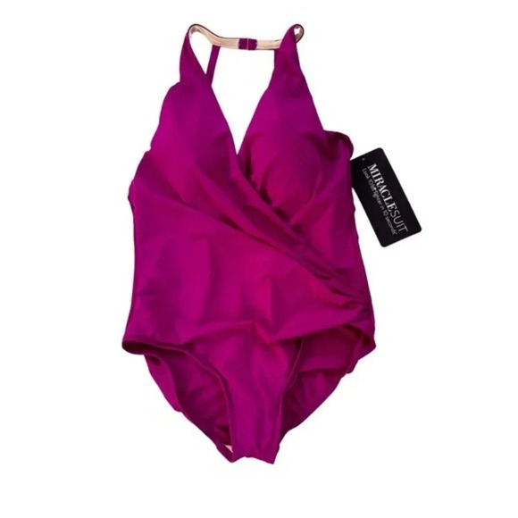 NWT MIRACLESUIT Tummy Control Rock Solid Wrapsody One Piece Swimsuit Size 16 - Picture 3 of 11